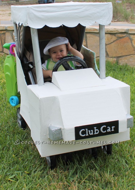 Coolest Baby Golfer in a Golf Cart Stroller Costume