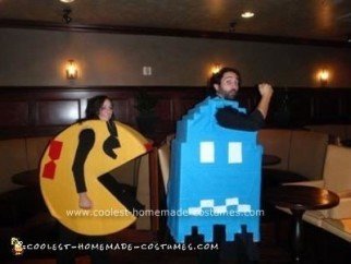 Coolest Homemade Ms Pac Man and Ghost Halloween Couple Costume