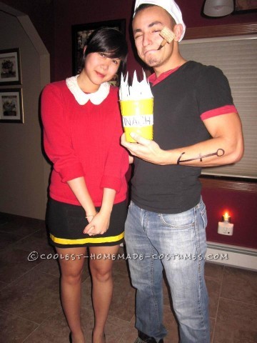 Cheap and Easy Popeye and Olive Oyl Couple Halloween Costume