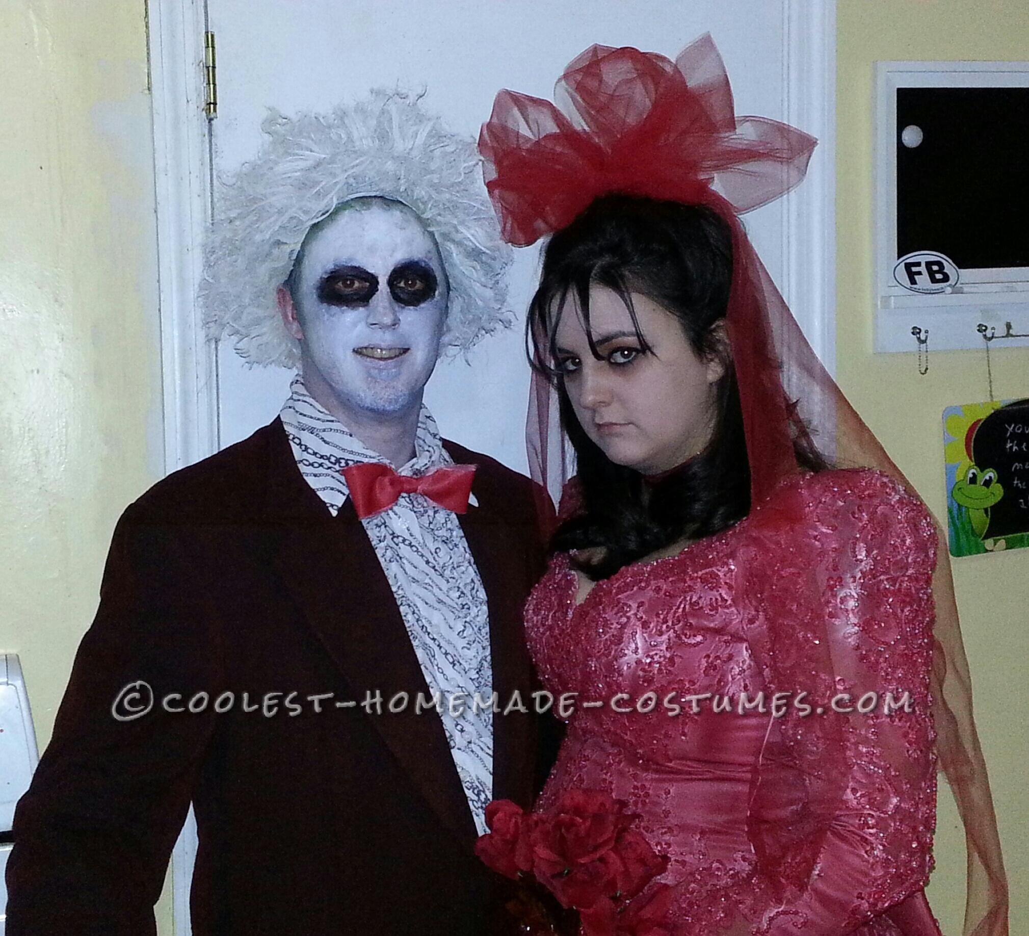 Last-Minute Beetlejuice and Lydia Homemade Halloween Costumes