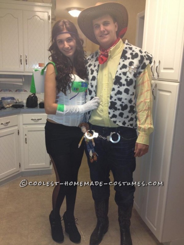 Homemade Buzz Lightyear and Woody Couple Costume