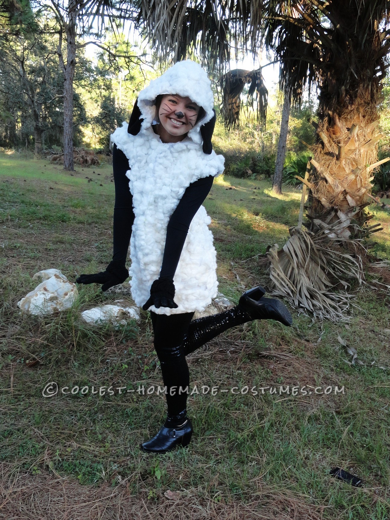 Unique Woman Costume Idea: Homemade Sheep Costume for Under $20!
