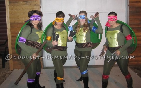 Cool DIY Girl's Group Costume for Under $20: Ninja Turtle Power!