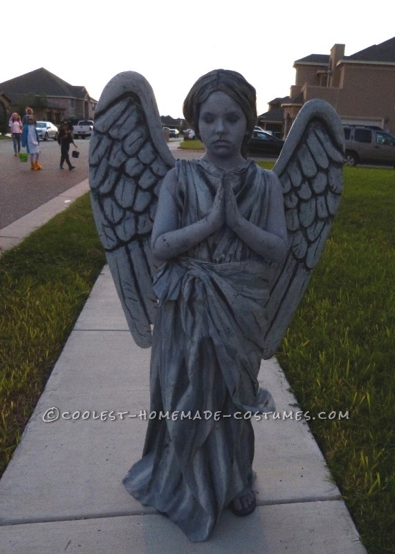 Homemade Guardian Angel Statue Costume For A 9 Year Old Girl