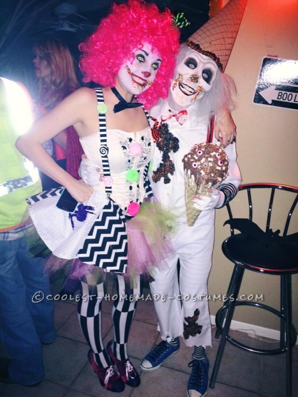 Handmade Super Creepy Ice Cream Man and Candy Clown Couple Costume