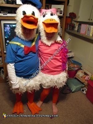 Coolest Homemade Donald Duck and Daisy Duck Couple Costume Idea