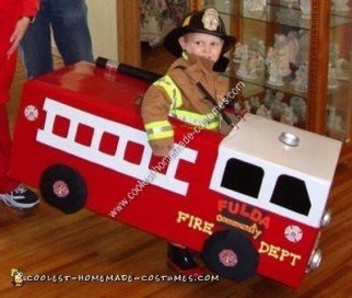 Coolest Homemade Fireman and Fire Truck Halloween Costume