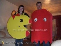 Coolest Homemade Ms. Pac Man and Blinky the Ghost Couple Costume