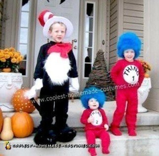 Coolest Homemade Thing 1 and Thing 2 with The Cat In The Hat Costumes