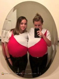 DIY Funny Couple Costumes: Huge Homemade Bra Costume